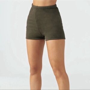 Joah Brown Fitted Sweat Shorts in Brown